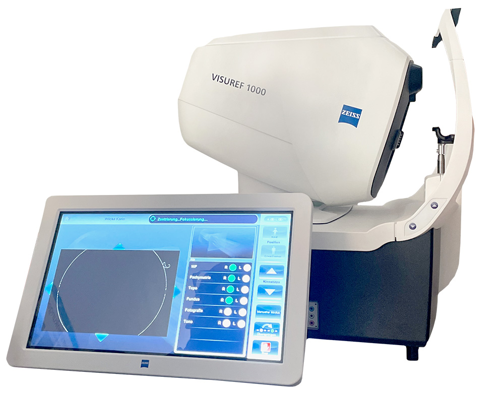 Der VISUREF® 1000 ist eine vollständig integrierte Lösung von ZEISS, die es BURG.brille ermöglicht, auf Knopfdruck eine umfassende Augenuntersuchung durchzuführen.
